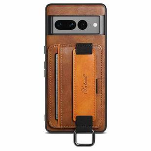 For Googel Pixel 8 Suteni H13 Card Wallet Wrist Strap Holder PU Phone Case(Brown)
