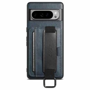 For Google Pixel 9 Pro XL Suteni H13 Card Wallet Wrist Strap Holder PU Phone Case(Blue)
