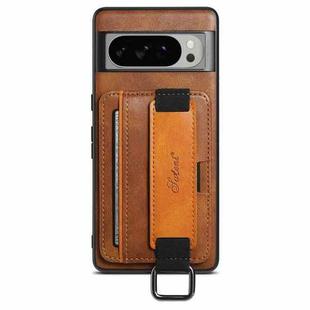 For Googel Pixel 10 Pro XL Suteni H13 Card Wallet Wrist Strap Holder PU Phone Case(Brown)