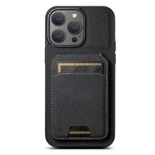 For iPhone 15 Pro Suteni H02 Litchi Leather Card Wallet Stand Back Phone Case(Black)