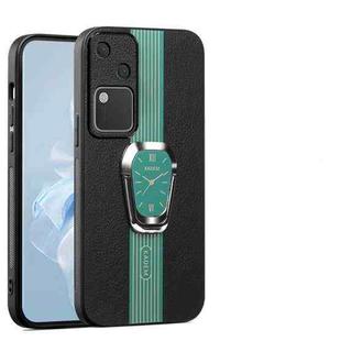 For vivo S18 Magnetic Litchi Leather Back Phone Case with Holder(Green)