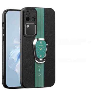 For vivo S18 Pro Magnetic Litchi Leather Back Phone Case with Holder(Green)