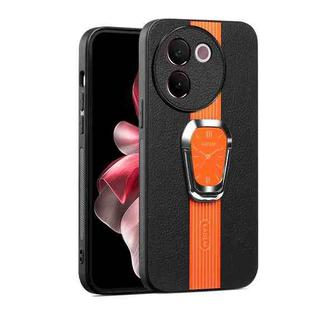 For  vivo Y200i Magnetic Litchi Leather Back Phone Case with Holder(Orange)