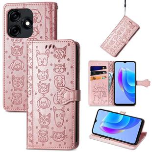 For Tecno Spark 10C Cat and Dog Embossed Leather Phone Case(Rose Gold)
