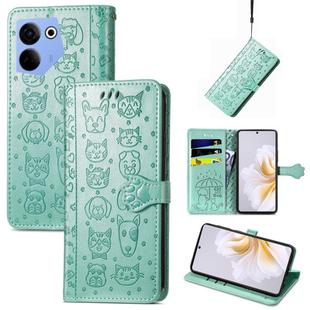 For Tecno Camon 20 / 20 Pro 4G Cat and Dog Embossed Leather Phone Case(Green)