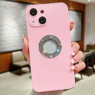 For iPhone 13 Diamond Frosted Glass PC Phone Case(Pink)