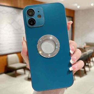 For iPhone 12 Diamond Frosted Glass PC Phone Case(Dark Blue)