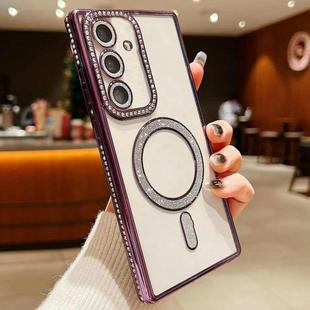 For Samsung Galaxy S24 FE 5G Diamond Gradient Plated MagSafe TPU Phone Case(Purple)