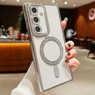 For Samsung Galaxy S24 FE 5G Diamond Gradient Plated MagSafe TPU Phone Case(Silver)