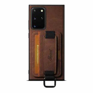 For Samsung Galaxy Note20 Ultra 5G Suteni H13 Litchi Leather Wrist Strap Wallet Back Phone Case(Brown)