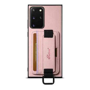 For Samsung Galaxy Note20 5G Suteni H13 Litchi Leather Wrist Strap Wallet Back Phone Case(Pink)