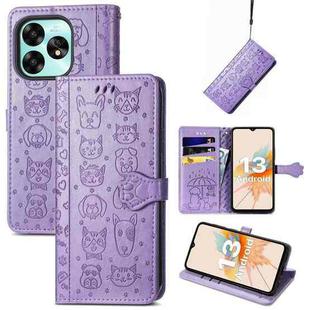 For UMIDIGI G3 / G3 Max / G3 Plus Cat and Dog Embossed Leather Phone Case(Purple)
