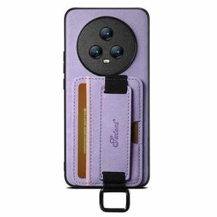 For Honor Magic5 Pro Suteni H13 Litchi Leather Wrist Strap Wallet Back Phone Case(Purple)