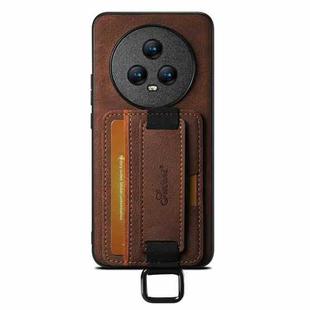 For Honor Magic4 Suteni H13 Litchi Leather Wrist Strap Wallet Back Phone Case(Brown)