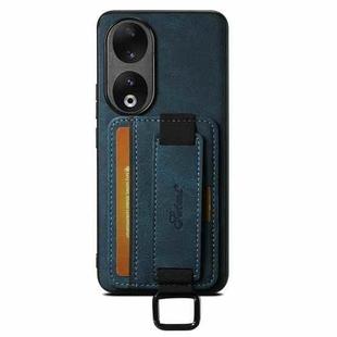 For Honor 90 Suteni H13 Litchi Leather Wrist Strap Wallet Back Phone Case(Blue)