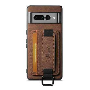 For Google Pixel 8a Suteni H13 Litchi Leather Wrist Strap Wallet Back Phone Case(Brown)