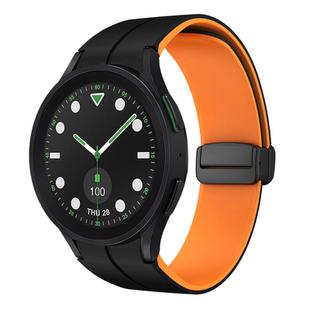 For Samsung Galaxy watch 5 Pro Golf Edition Two Color Magnetic Folding Buckle Silicone Watch Band(Black+Orange)
