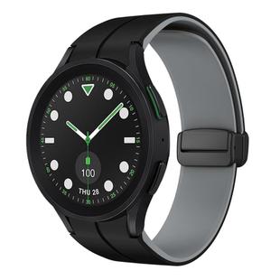 For Samsung Galaxy watch 5 Pro Golf Edition Two Color Magnetic Folding Buckle Silicone Watch Band(Black+Grey)