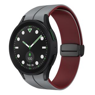 For Samsung Galaxy watch 5 Pro Golf Edition Two Color Magnetic Folding Buckle Silicone Watch Band(Grey+Wine Red)