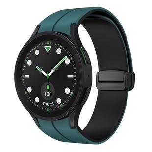 For Samsung Galaxy watch 5 Golf Edition Two Color Magnetic Folding Buckle Silicone Watch Band(Green+Black)