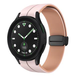 For Samsung Galaxy watch 5 Golf Edition Two Color Magnetic Folding Buckle Silicone Watch Band(Pink+Rose Ash)