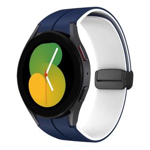 For Samsung Galaxy Watch 5  44mm Two Color Magnetic Folding Buckle Silicone Watch Band(Midnight Blue+White)