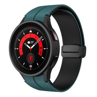 For Samsung Galaxy Watch 5 Pro  45mm Two Color Magnetic Folding Buckle Silicone Watch Band(Green+Black)