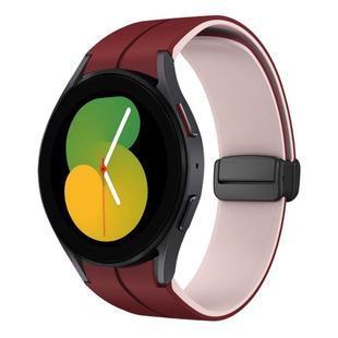For Samsung Galaxy Watch 5  40mm Two Color Magnetic Folding Buckle Silicone Watch Band(Wine Red+Pink)