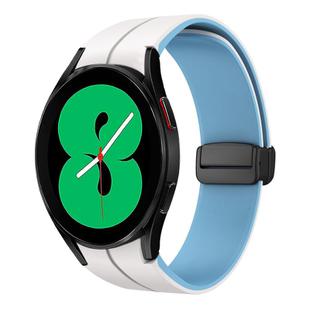For Samsung Galaxy Watch 4 44mm Two Color Magnetic Folding Buckle Silicone Watch Band(White+Blue)