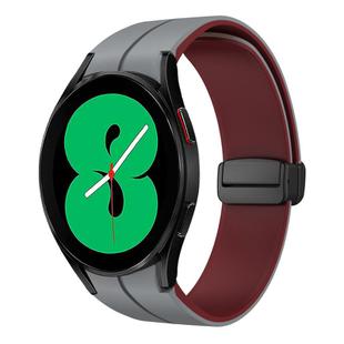 For Samsung Galaxy Watch 4 44mm Two Color Magnetic Folding Buckle Silicone Watch Band(Grey+Wine Red)