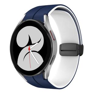 For Samsung Galaxy Watch 4 40mm Two Color Magnetic Folding Buckle Silicone Watch Band(Midnight Blue+White)