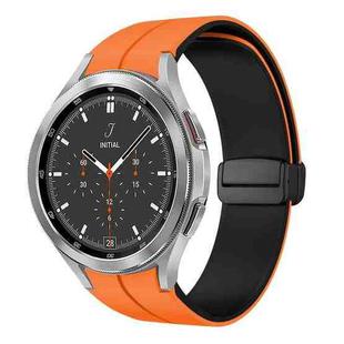 For Samsung  Galaxy Watch 4 Classic 46mm Two Color Magnetic Folding Buckle Silicone Watch Band(Orange+Black)