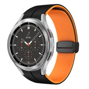 For Samsung  Galaxy Watch 4 Classic 46mm Two Color Magnetic Folding Buckle Silicone Watch Band(Black+Orange)
