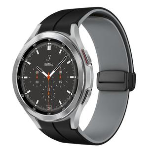 For Samsung  Galaxy Watch 4 Classic 46mm Two Color Magnetic Folding Buckle Silicone Watch Band(Black+Grey)