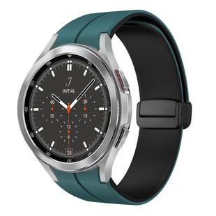 For Samsung  Galaxy Watch 4 Classic 46mm Two Color Magnetic Folding Buckle Silicone Watch Band(Green+Black)