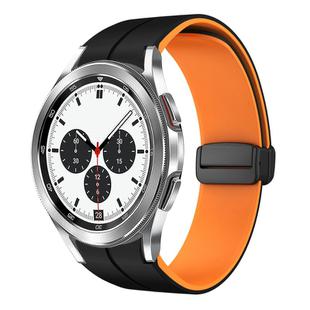 For Samsung  Galaxy Watch 4 Classic 42mm Two Color Magnetic Folding Buckle Silicone Watch Band(Black+Orange)