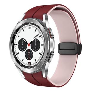 For Samsung  Galaxy Watch 4 Classic 42mm Two Color Magnetic Folding Buckle Silicone Watch Band(Wine Red+Pink)