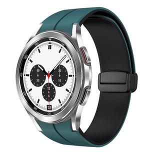 For Samsung  Galaxy Watch 4 Classic 42mm Two Color Magnetic Folding Buckle Silicone Watch Band(Green+Black)