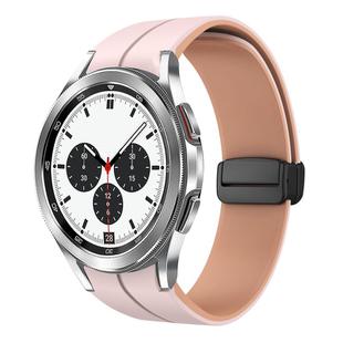 For Samsung  Galaxy Watch 4 Classic 42mm Two Color Magnetic Folding Buckle Silicone Watch Band(Pink+Rose Ash)