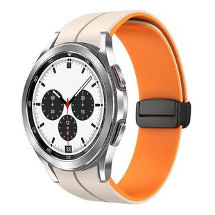 For Samsung  Galaxy Watch 4 Classic 42mm Two Color Magnetic Folding Buckle Silicone Watch Band(Starlight+Orange)