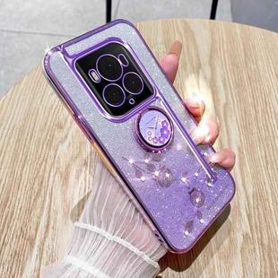 For Honor Magic6 Gradient Glitter Immortal Flower Ring All-inclusive Phone Case(Purple)