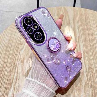 For Honor 200 Gradient Glitter Immortal Flower Ring All-inclusive Phone Case(Purple)