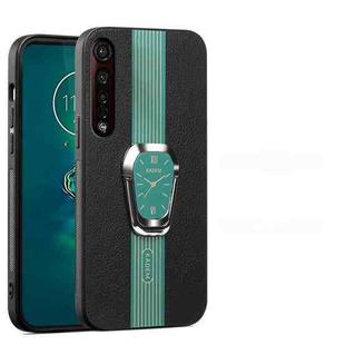 For Motorola Moto G8 Plus Magnetic Litchi Leather Back Phone Case with Holder(Green)