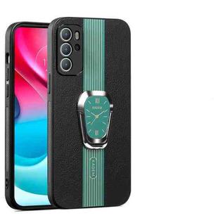 For Motorola Moto G60S Magnetic Litchi Leather Back Phone Case with Holder(Green)