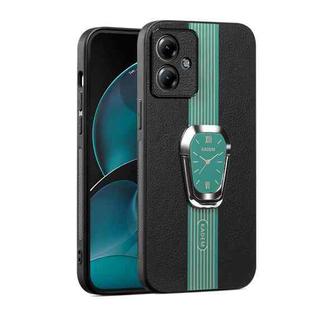 For Motorola Moto G54 Magnetic Litchi Leather Back Phone Case with Holder(Green)