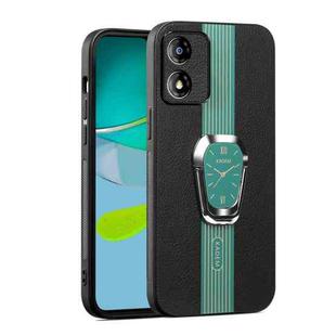 For Motorola Moto E13 Magnetic Litchi Leather Back Phone Case with Holder(Green)