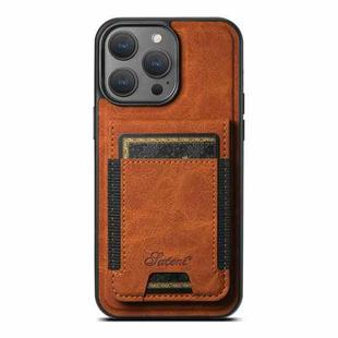 For iPhone 15 Pro Max Suteni H17 Litchi Texture Leather MagSafe Detachable Wallet Phone Case(Khaki)