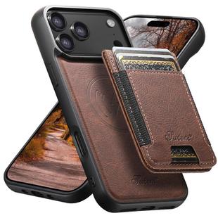 For iPhone 17 Pro Max Suteni H17 Litchi Texture Leather MagSafe Detachable Wallet Phone Case(Brown)
