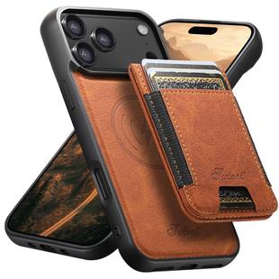 For iPhone 17 Pro Max Suteni H17 Litchi Texture Leather MagSafe Detachable Wallet Phone Case(Khaki)