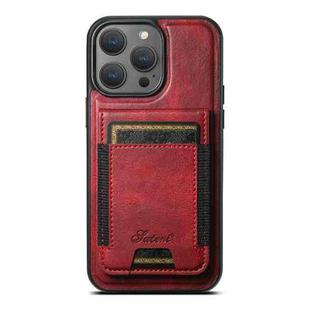 For iPhone 13 Pro Suteni H17 Oil Eax Leather MagSafe Detachable Wallet Phone Case(Red)